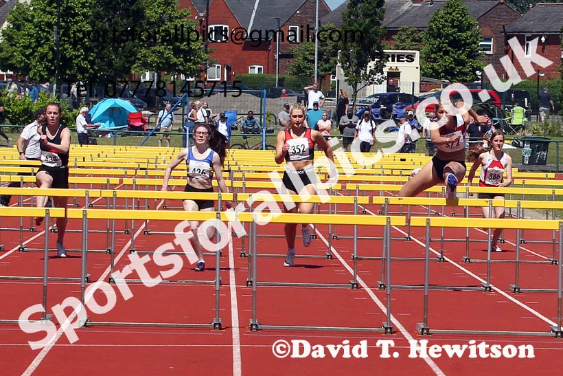 Womens under-20s 100 metres hurdles, 2021 Northern Senior and Under-20s Champs., Leigh. Photo: David T. Hewitson/Sports for All Pics
